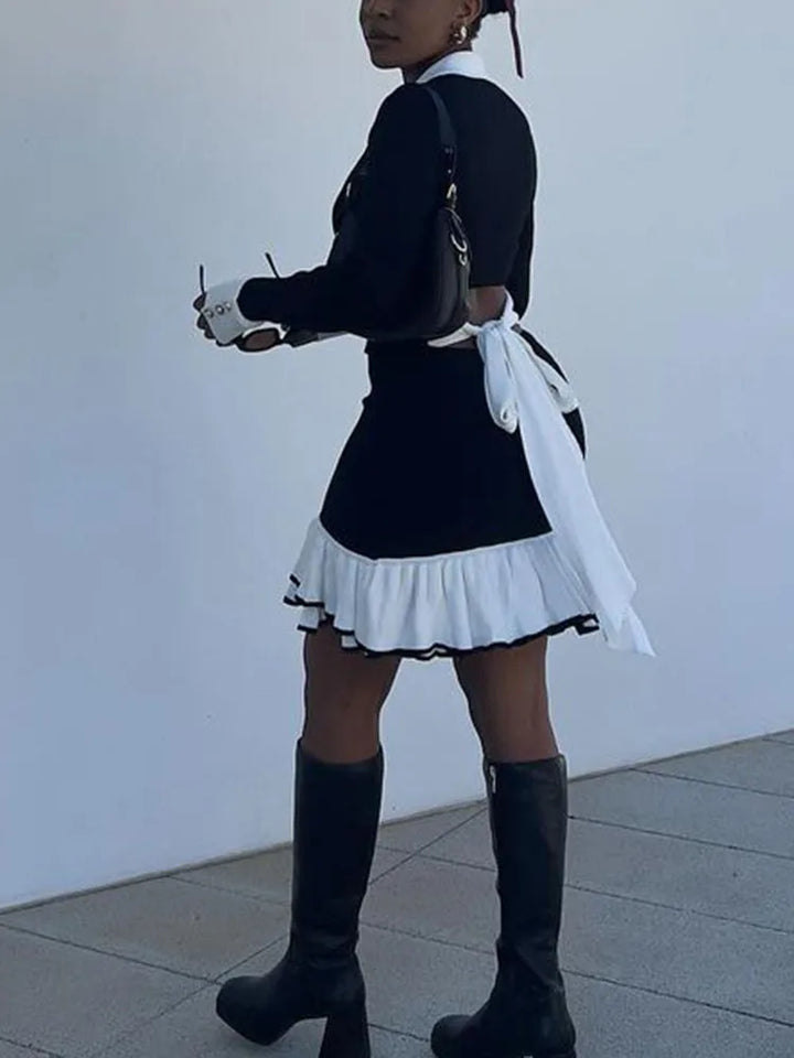 Ruffled Knit Mini Dress