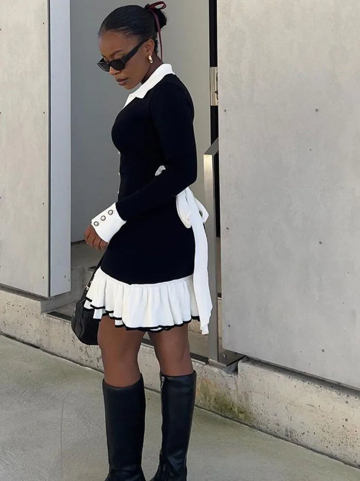 Ruffled Knit Mini Dress